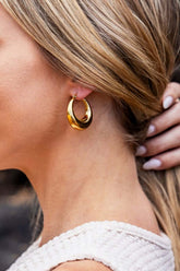 18K Gold Plated Stainless Steel Mod Hoop Earrings, Earrings, $ 15.00, A Moment Of Now™